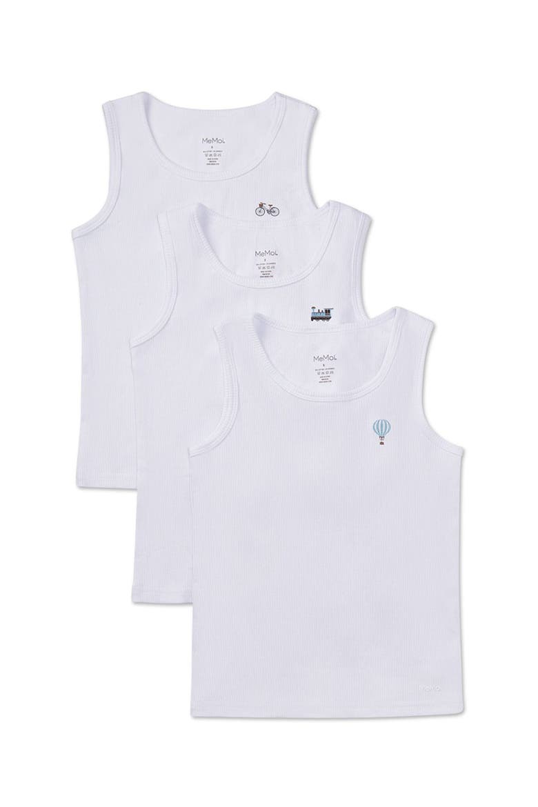 3 Pair Pack Ribbed On The Move Tank Top, Main, color, White