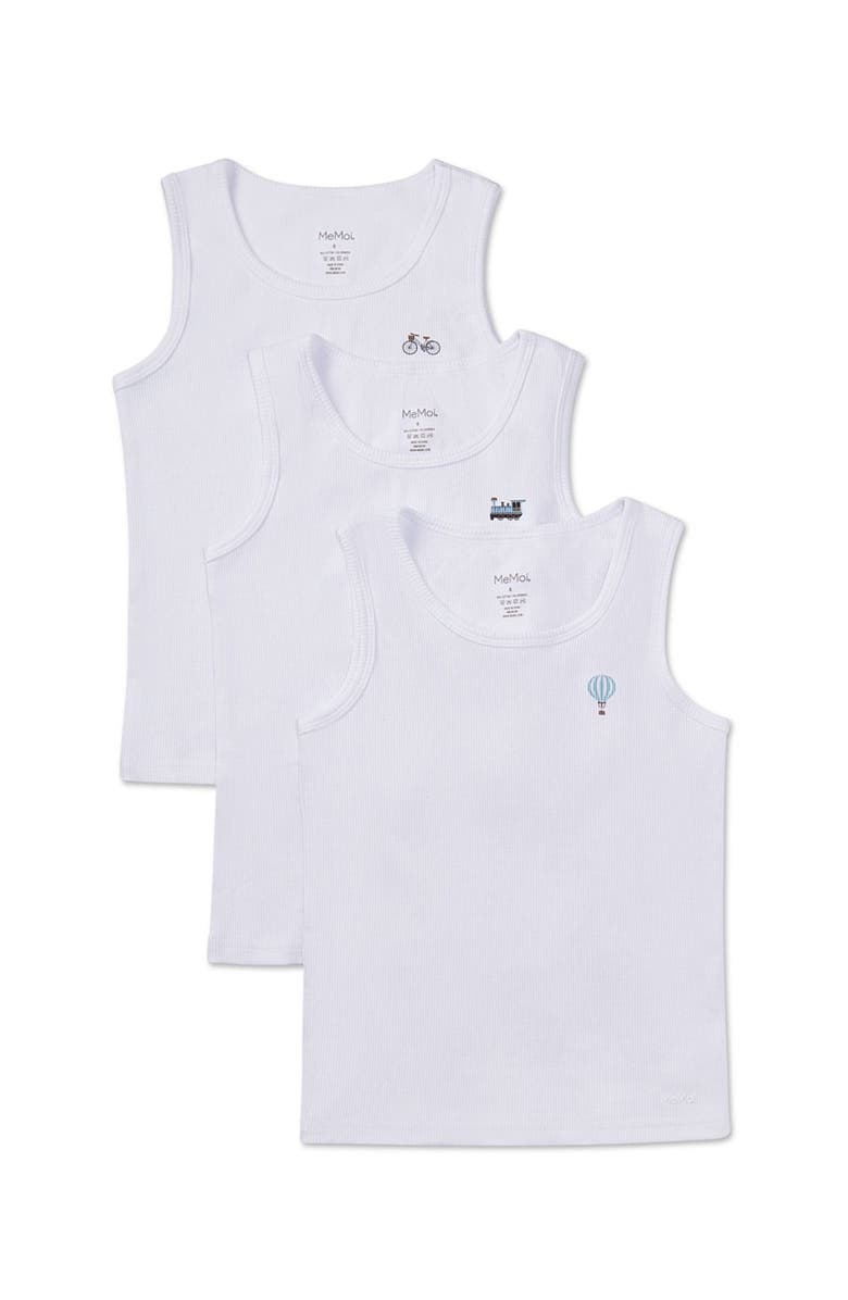 MeMoi 3 Pair Pack Ribbed On The Move Tank Top, Main, color, White