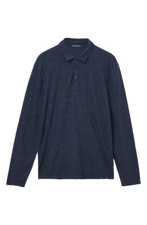 John Varvatos Jalen Three Color Marl Jacquard Long Sleeve Polo In Blue