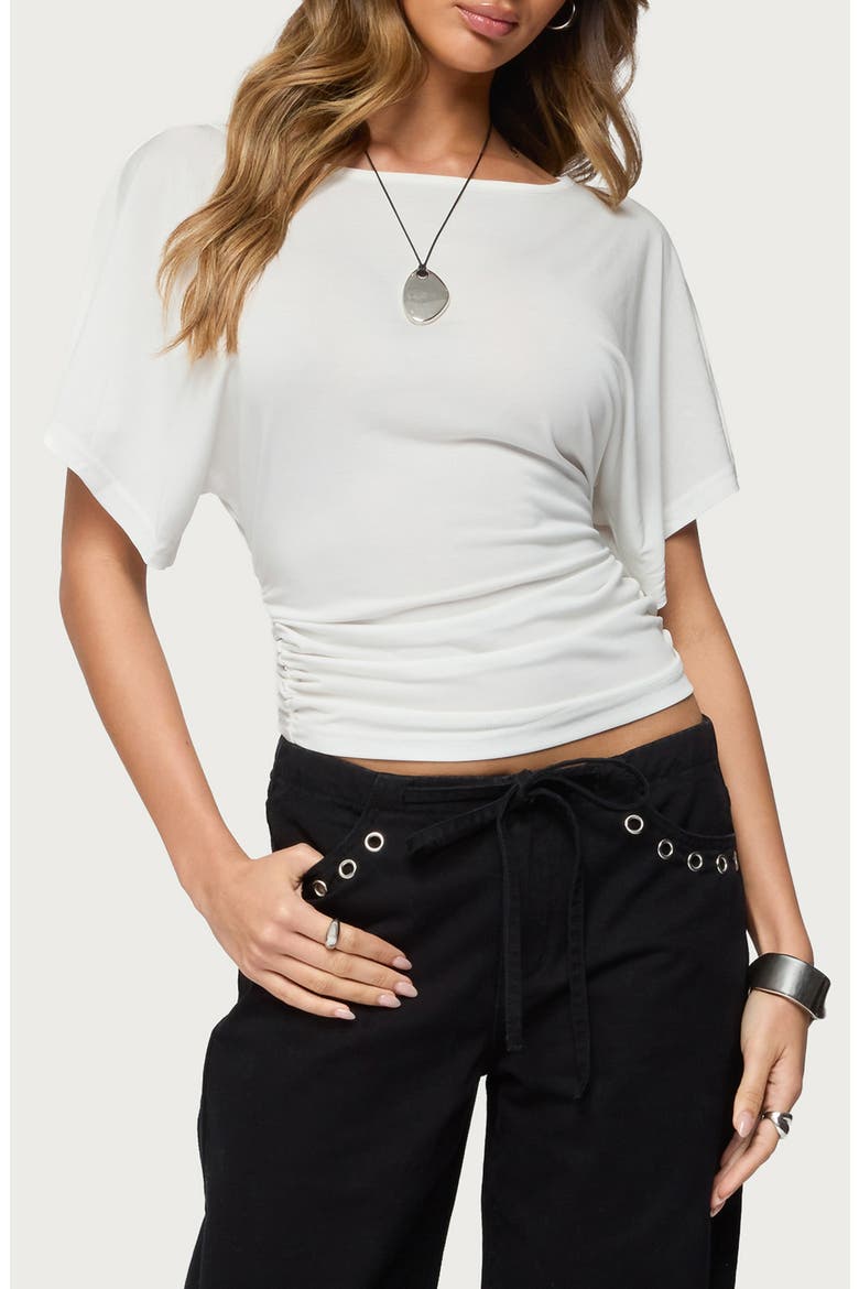 Abriana Ruched Waist Top, Main, color, WHITE