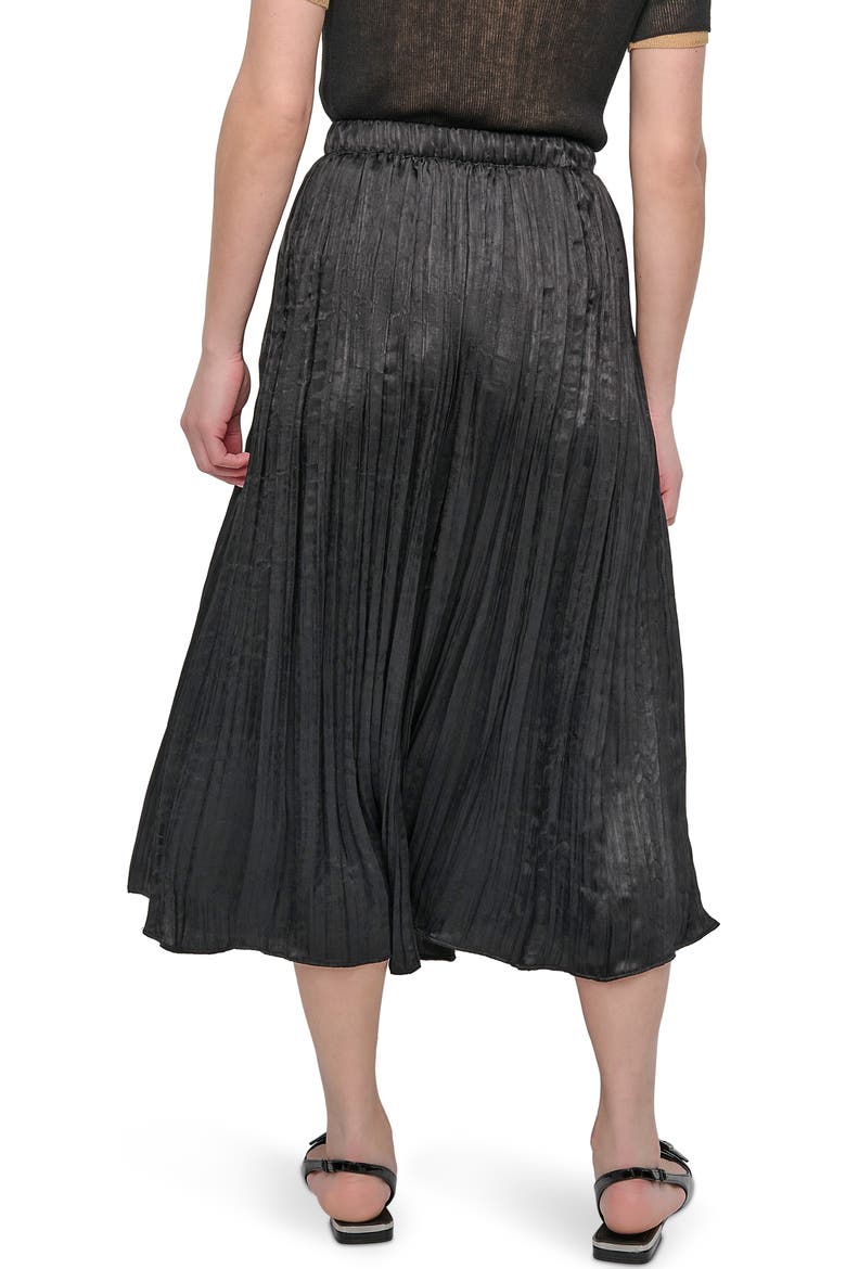 Crushed Pleated Midi Skirt, Alternate, color, BLACK