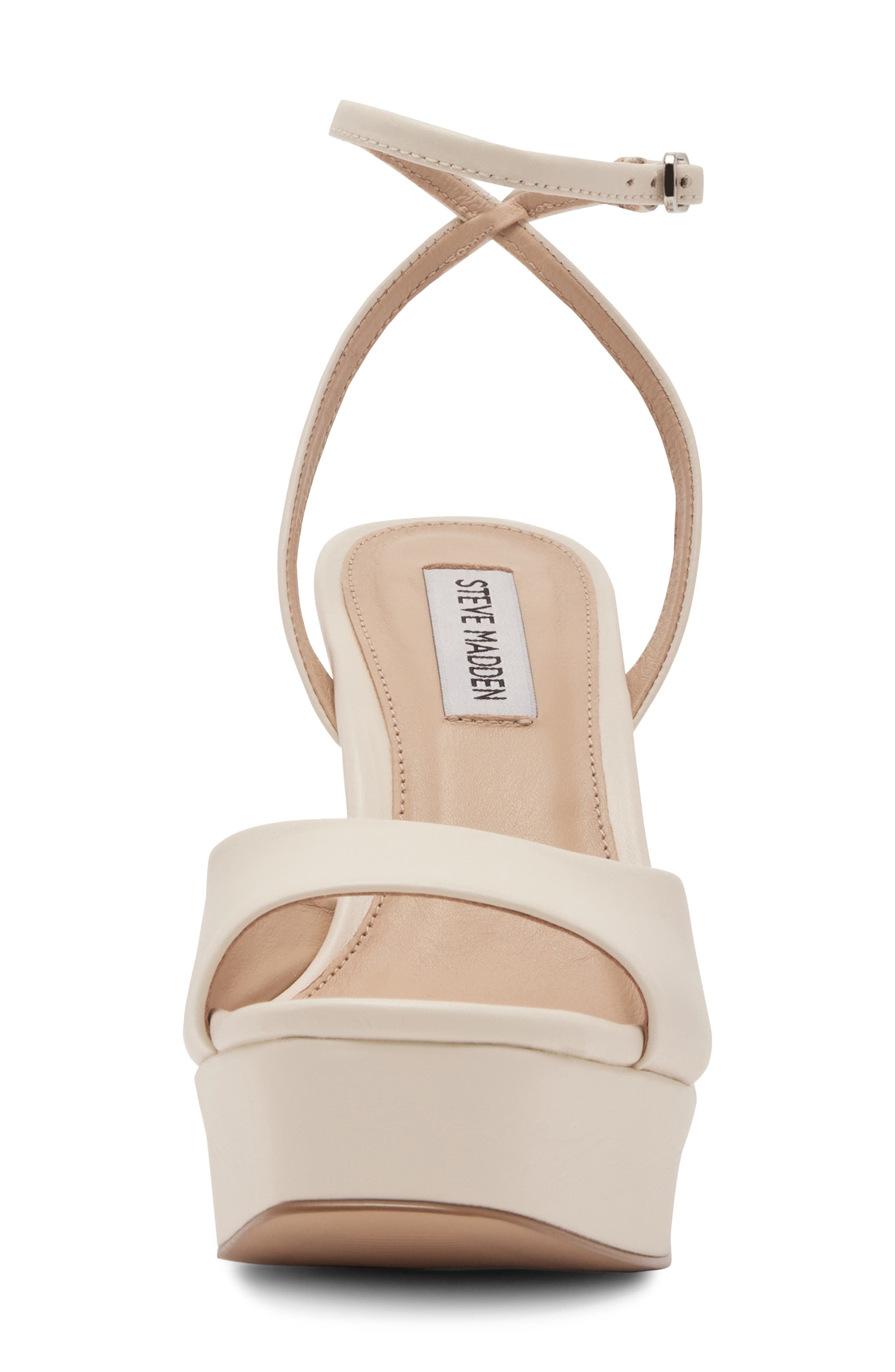 Assured Ankle Strap Platform Sandal, Alternate, color, BONE LEATH