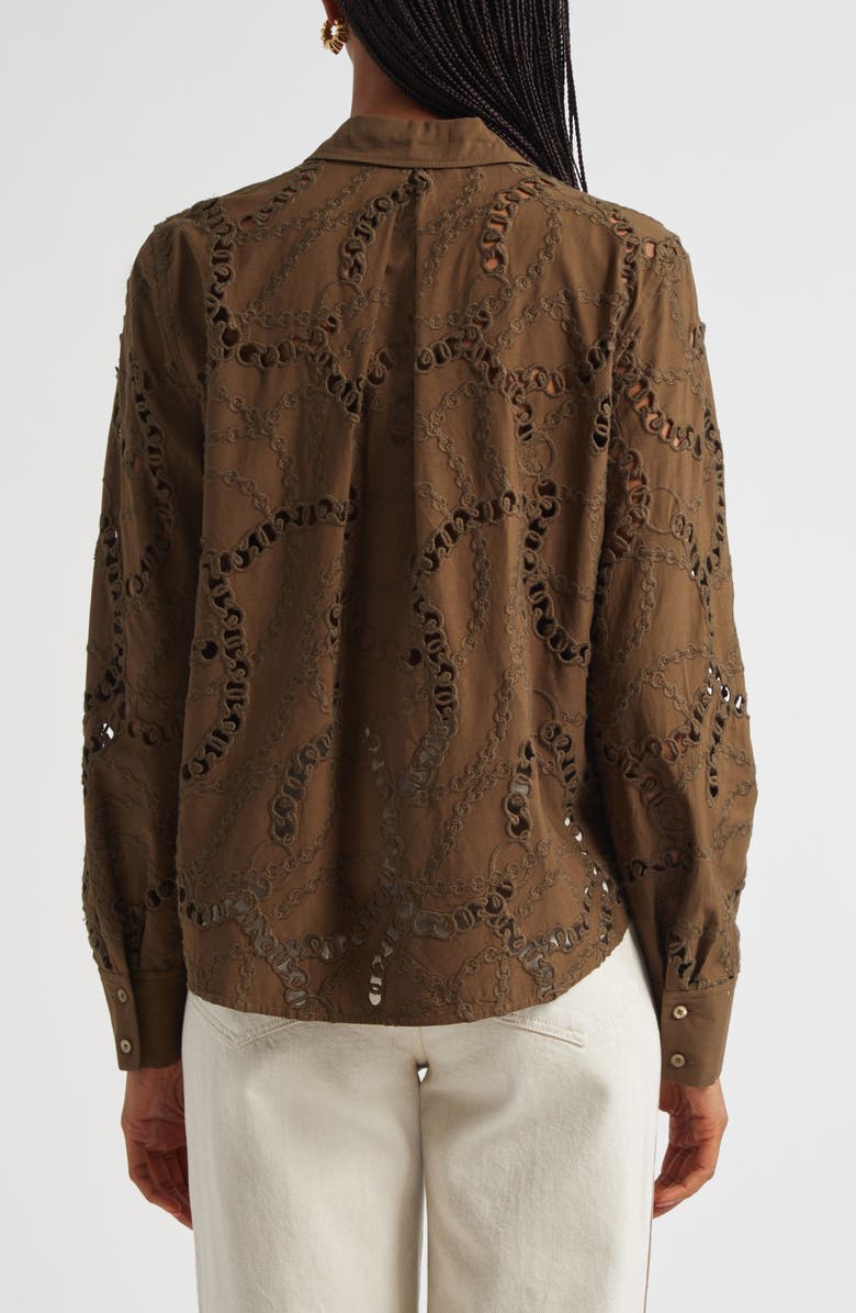 L'AGENCE Ellery Eyelet Cotton Blend Top, Alternate, color, Pine