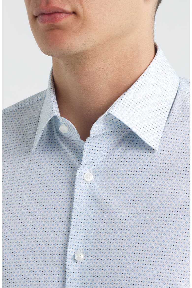 Hank Kent Slim Fit Stretch Cotton Dress Shirt, Alternate, color, WHITE W/ LIGHT BLUE