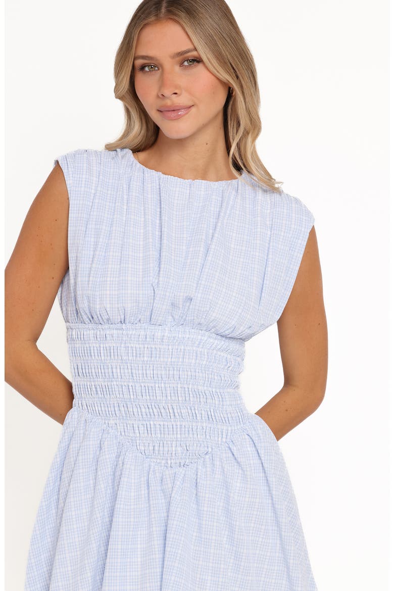 Ayla Gingham Smocked Minidress, Alternate, color, BLUE GINGHAM