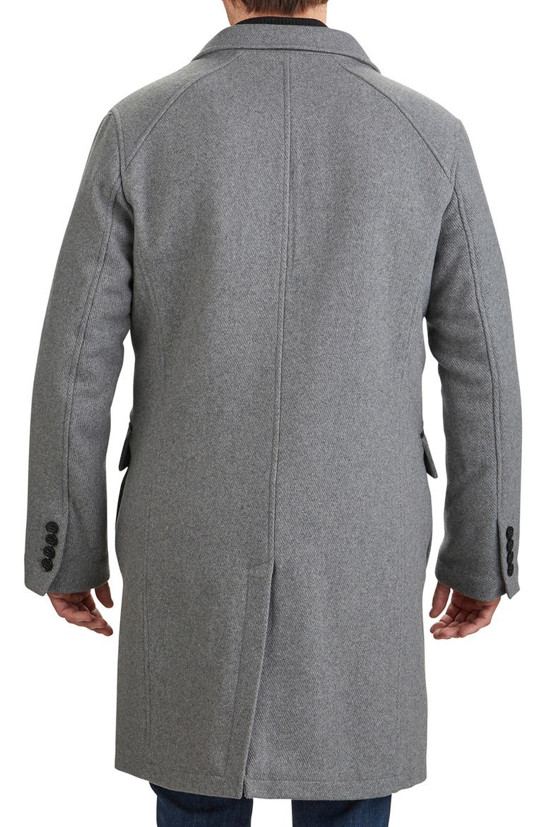 Wool Blend Overcoat with Knit Bib Inset, Alternate, color, LIGHT GREY