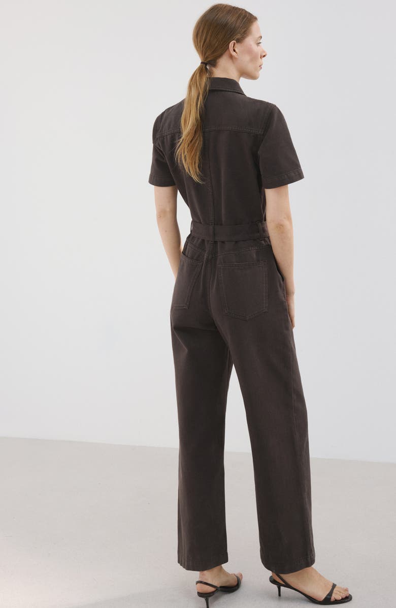 MANGO Belted Denim Jumpsuit, Alternate, color, 