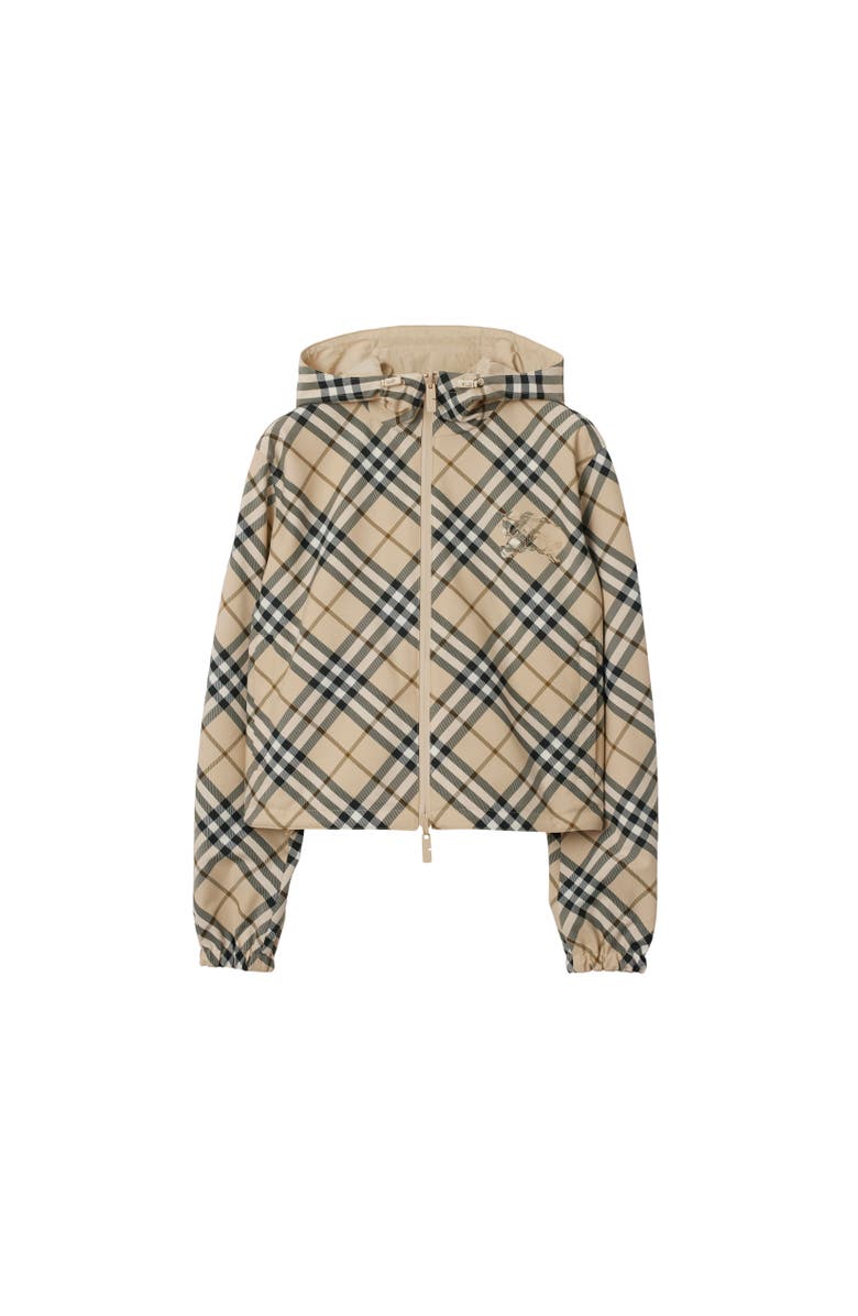 Burberry Cropped Reversible Check Hooded Jacket, Alternate, color, 