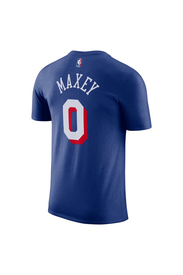 Men's Nike Tyrese Maxey Royal Philadelphia 76ers Icon Edition Name & Number T-Shirt, Alternate, color, Royal
