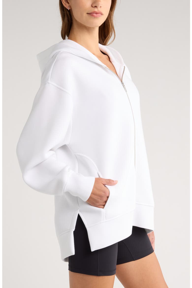 Relaxed Fit High-Low Zip Hoodie, Alternate, color, WHITE