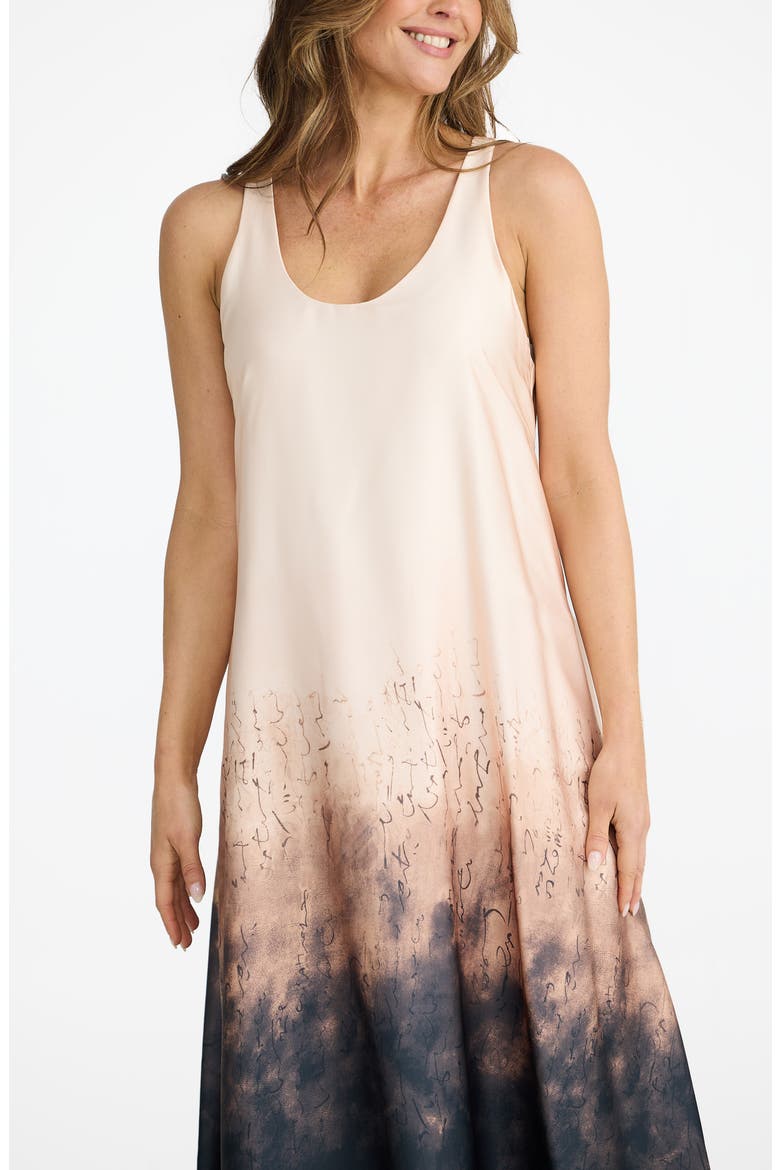 Audrey Print Sleeveless Satin Maxi Dress, Alternate, color, CALLIGRAPHY