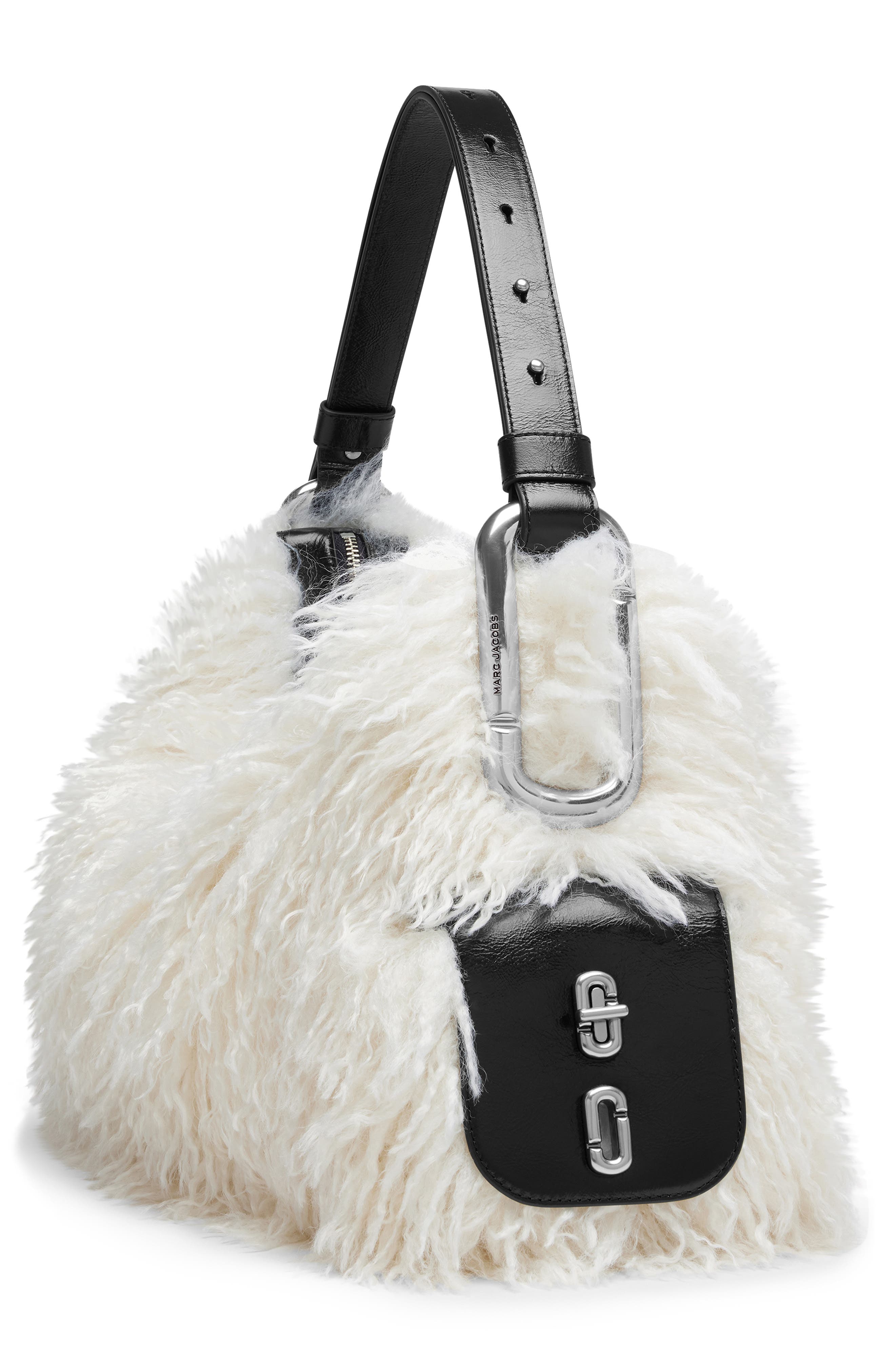 Scene Grunge Large Faux Fur Shoulder Bag, Alternate, color, IVORY