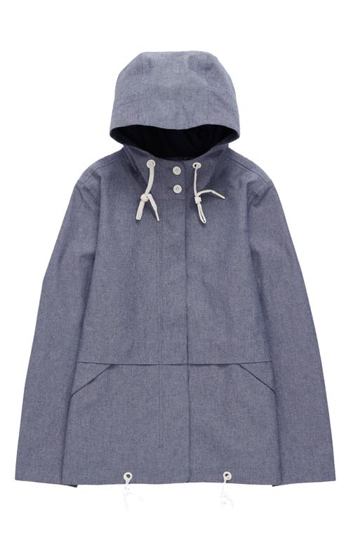 Shop Seasalt Cornwall Blue Depth Waterproof Organic Cotton Jacket In Light Wash Slub Chambray