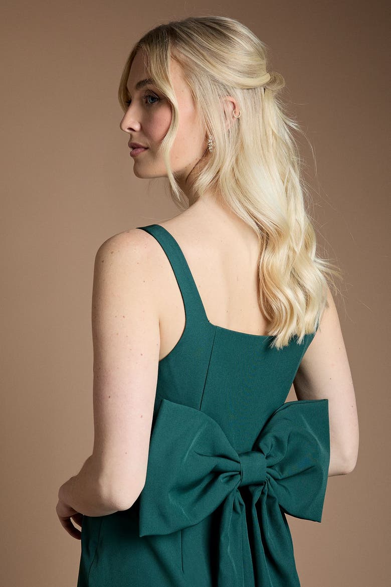 Bow Back Square Neck Maxi Dress, Alternate, color, Emerald