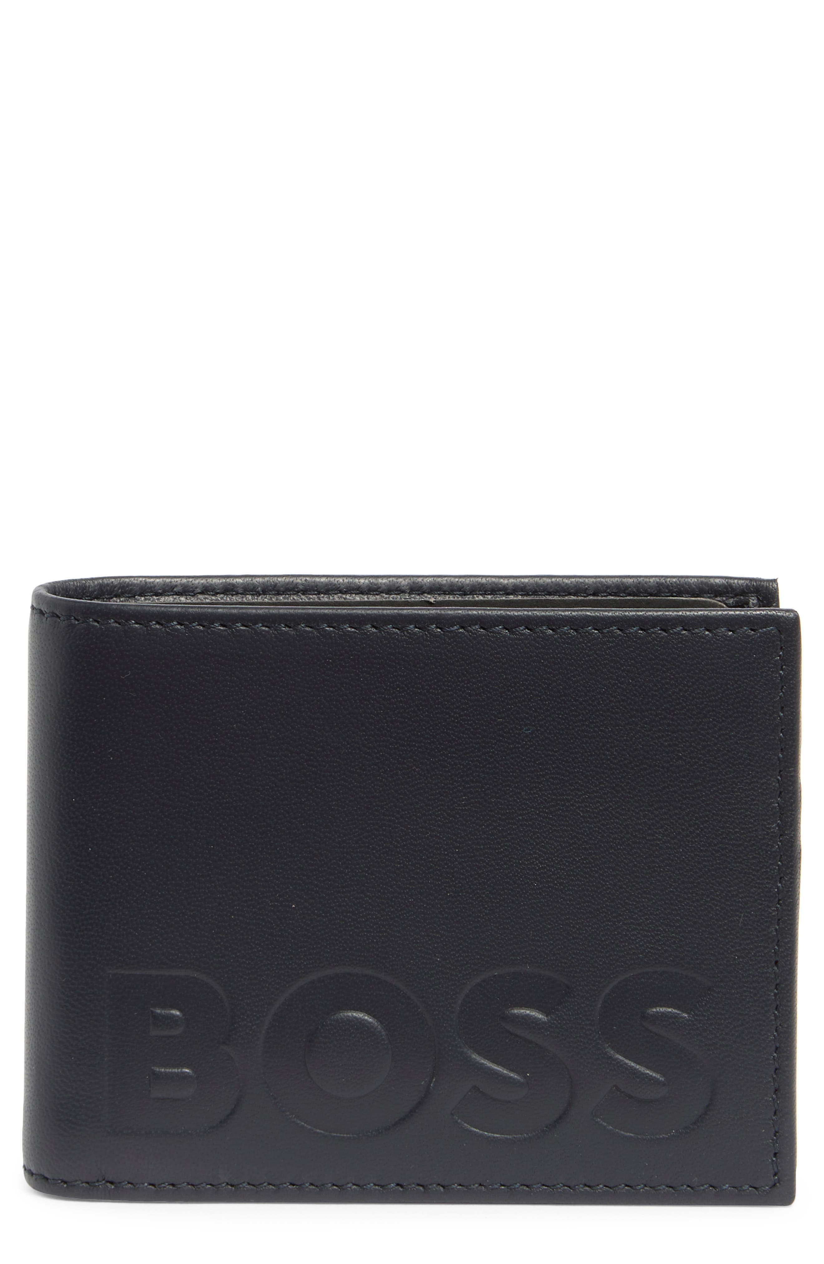 BOSS Laslo Debossed Logo Leather Wallet