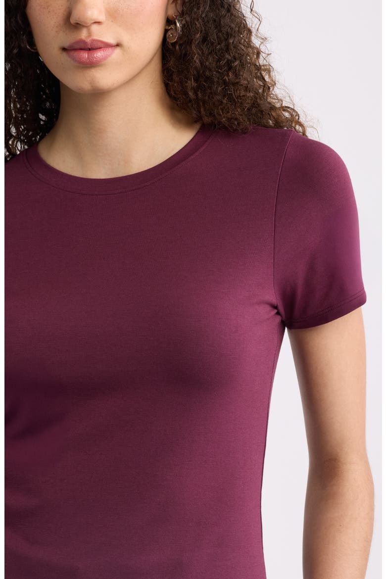 Pima Cotton Blend Crewneck T-Shirt, Alternate, color, BURGUNDY FIG