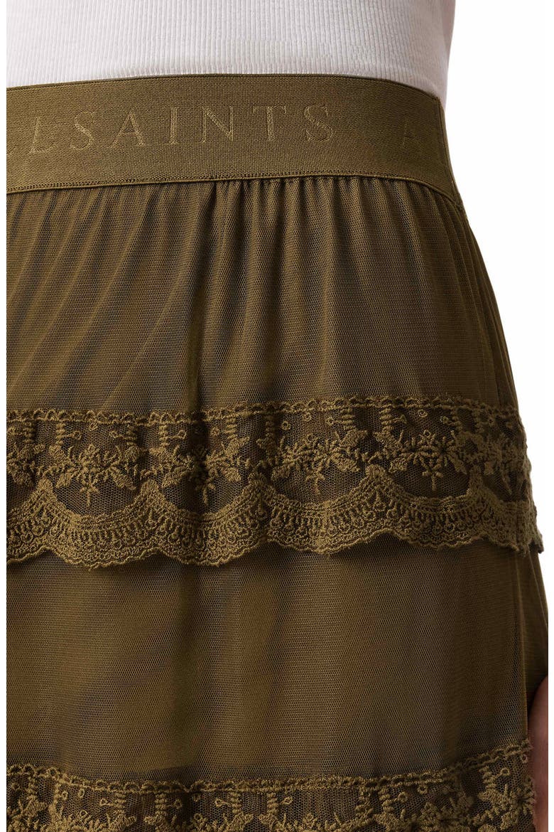 Maggie Lace Ruffle Maxi Skirt, Alternate, color, OLIVE KHAKI GREEN