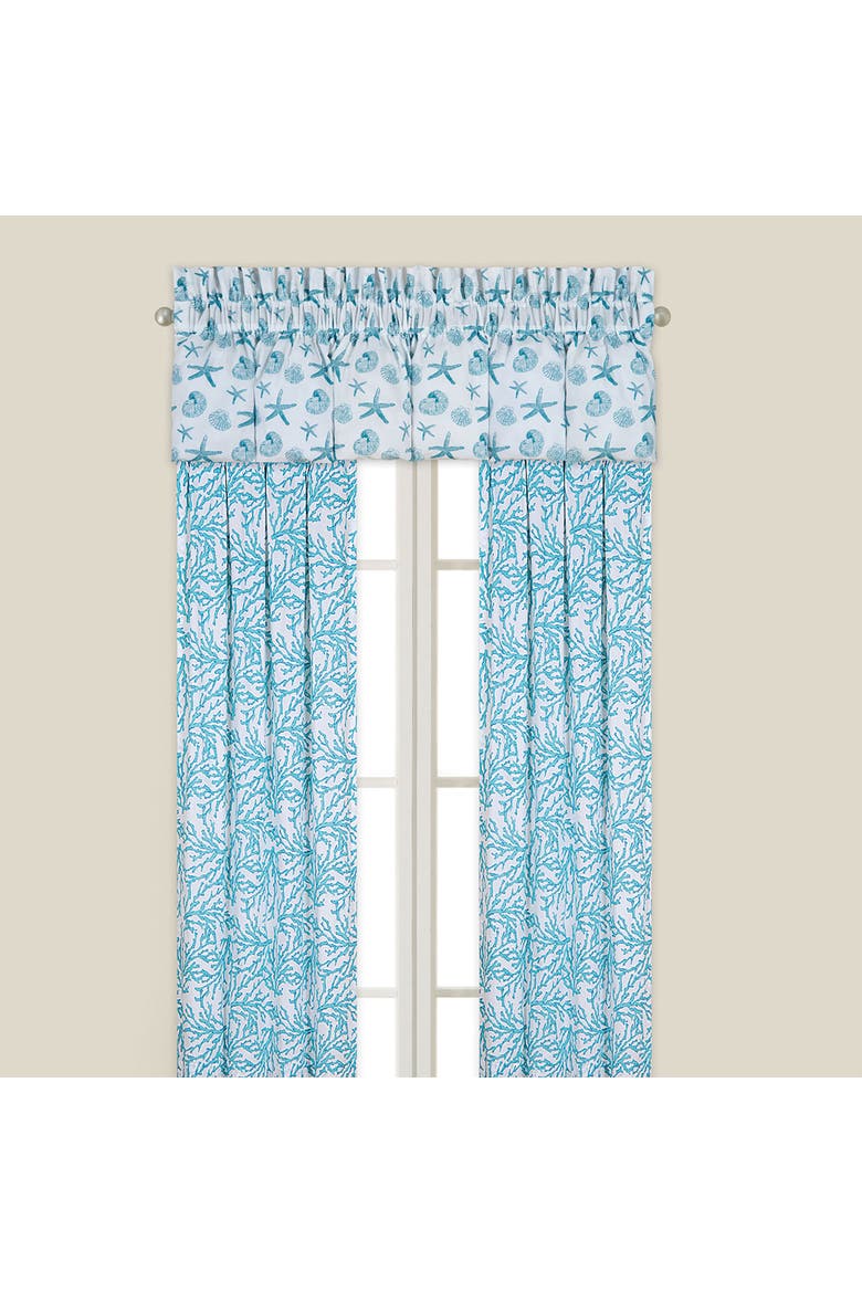 Cora Blue Coastal Cotton Window Drapery Single Panel Curtain, Main, color, Blue
