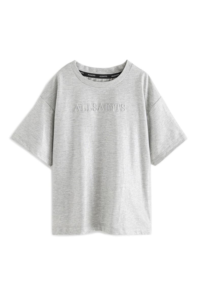 Kids' Metallic Logo Cotton Graphic T-Shirt, Main, color, SILVER