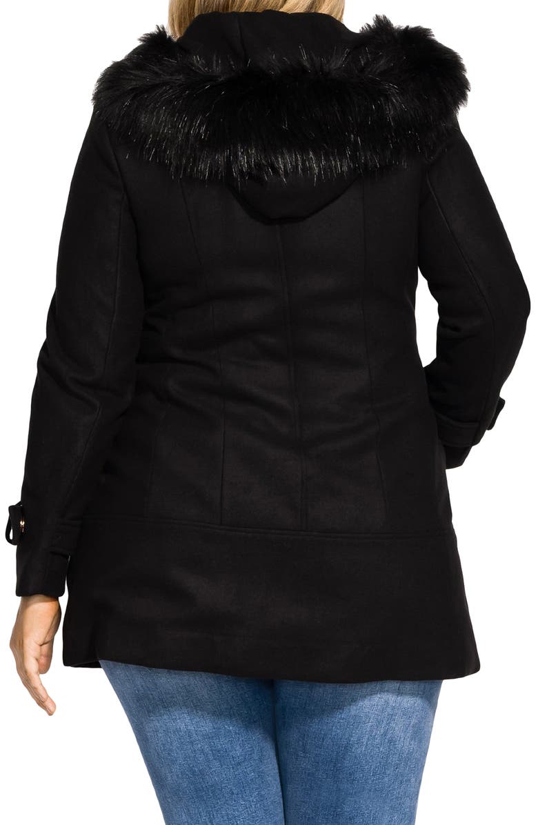 City Chic Wonderwall Coat with Faux Fur Collar, Alternate, color,