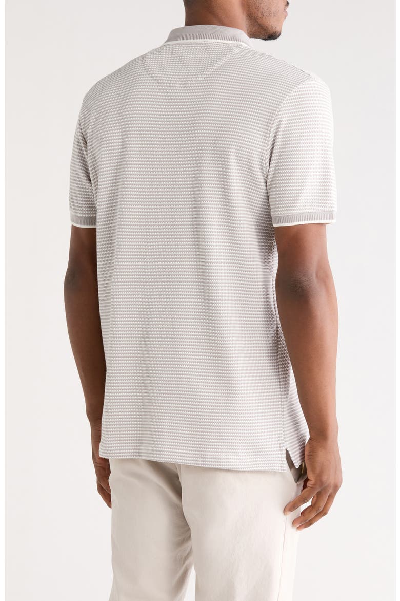 Stripe Cotton Blend Quarter Zip Polo, Alternate, color, GREY