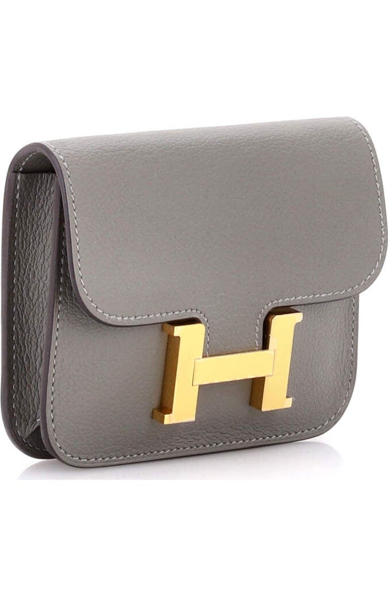 Pre-Owned Hermes Constance Slim Wallet Evercolor, Alternate, color, Gris Meyer