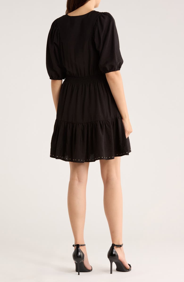 Ellen Tracy Stud Tiered Dress, Alternate, color, Black
