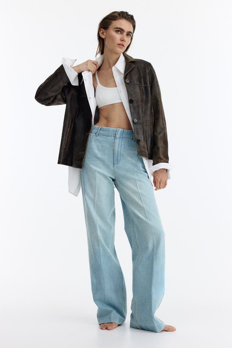 Straight High Jeans, Main, color, Light denim blue