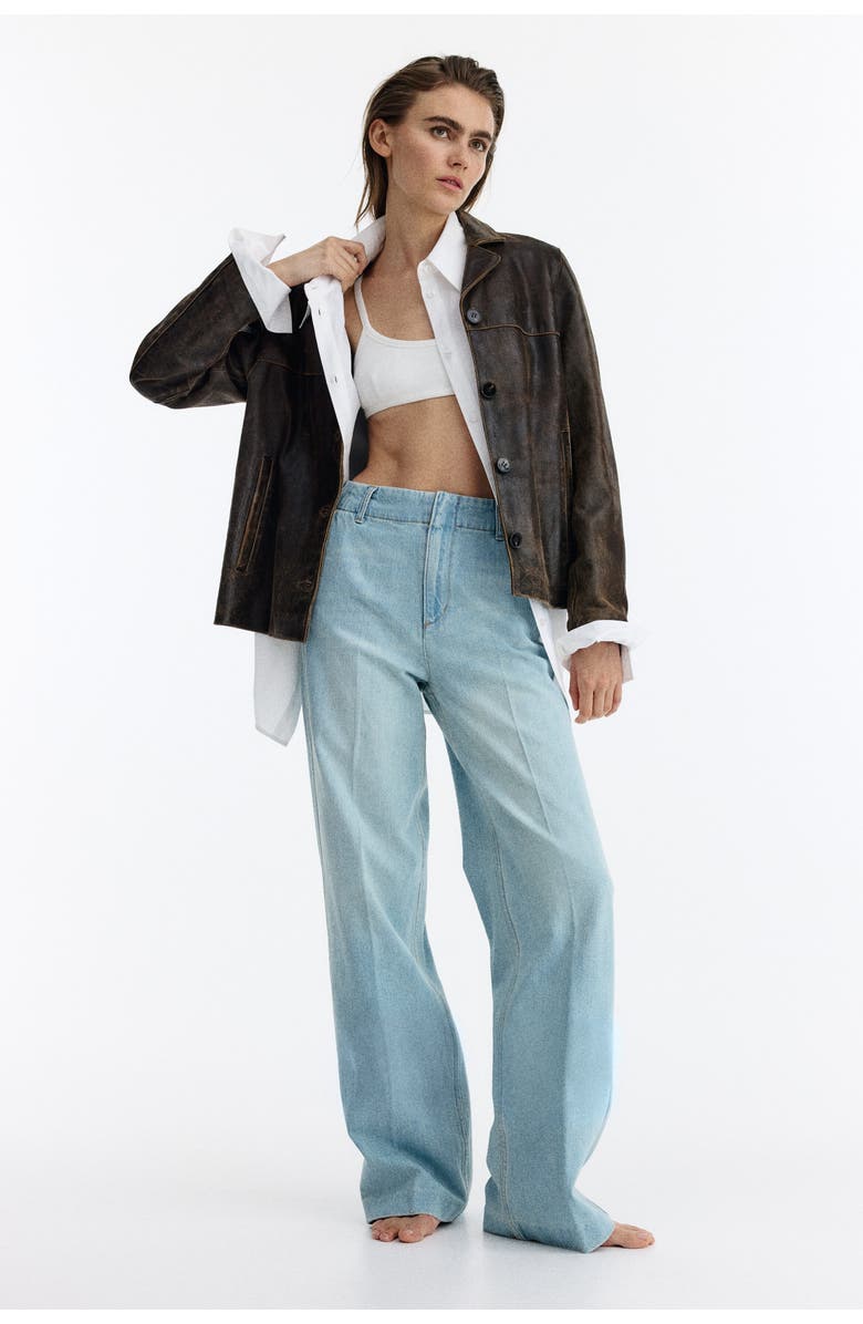 H&M Straight High Jeans, Alternate, color, Light Denim Blue