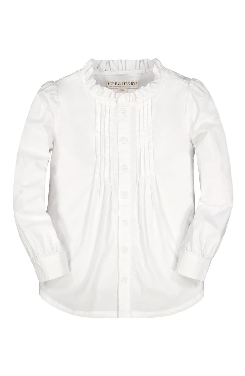 Hope & Henry Baby Girls' Organic Pintuck Button Down Blouse, Infant, Main, color, White