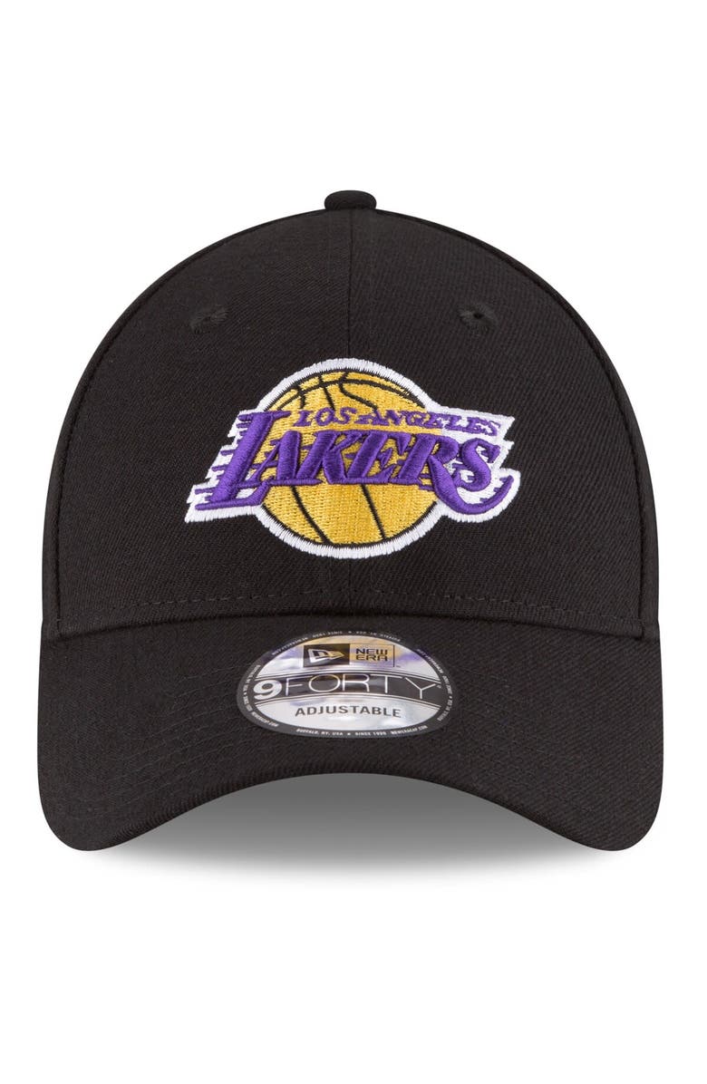 New Era Men's New Era Black Los Angeles Lakers Official Team Color The League 9FORTY Adjustable Hat, Alternate, color, 