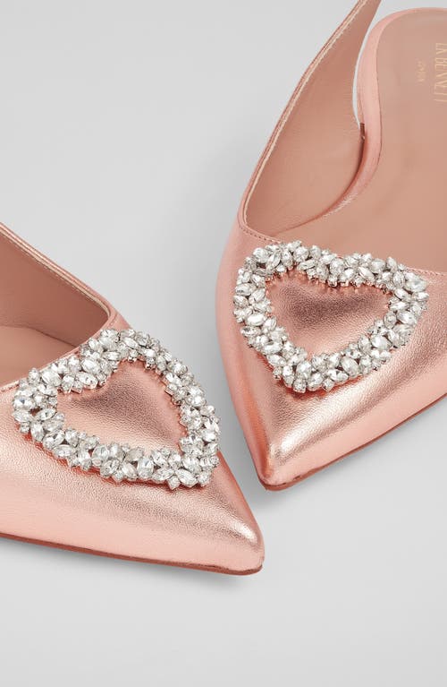 Lk Bennett Womens Gol-copper Luana Crystal-heart Leather Flats In Copper
