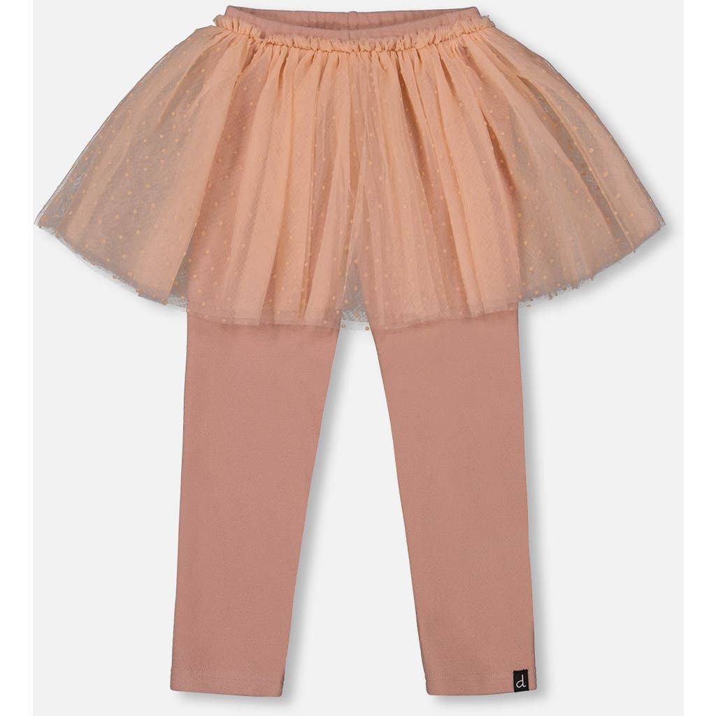 Deux Par Deux Leggings With Tulle Skirt In Brown