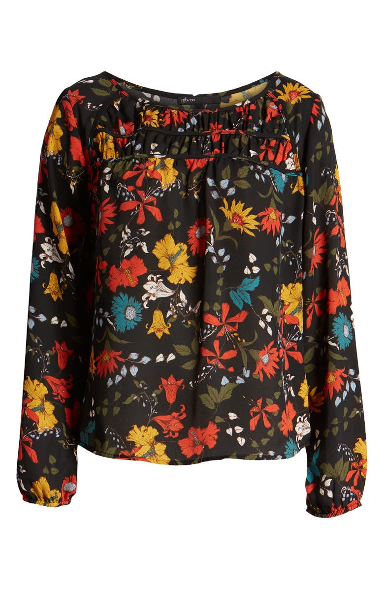 GIBSONLOOK Gibson Print Ruched Long Sleeve Blouse, Alternate, color,