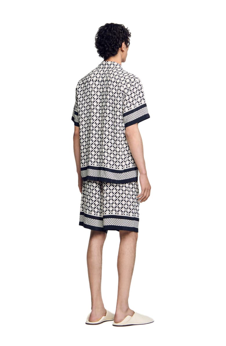 SANDRO Square Cross motif flowing blouse, Alternate, color, Black