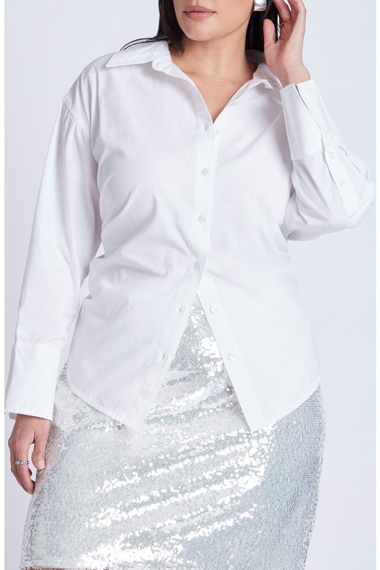 Open Tie Back Cotton Button-Up Shirt, Main, color, BLANC WHITE