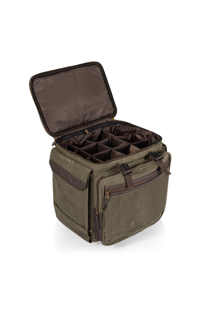 Somm 12 Bottle Insulated Wine Bag with Rolling Cart, Alternate, color, Khaki Green with Brown Accents