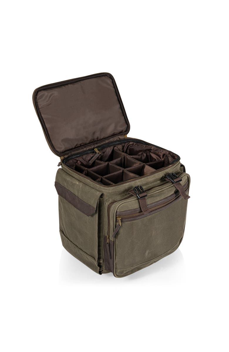 Legacy Somm 12 Bottle Insulated Wine Bag with Rolling Cart, Alternate, color, Khaki Green With Brown Accents