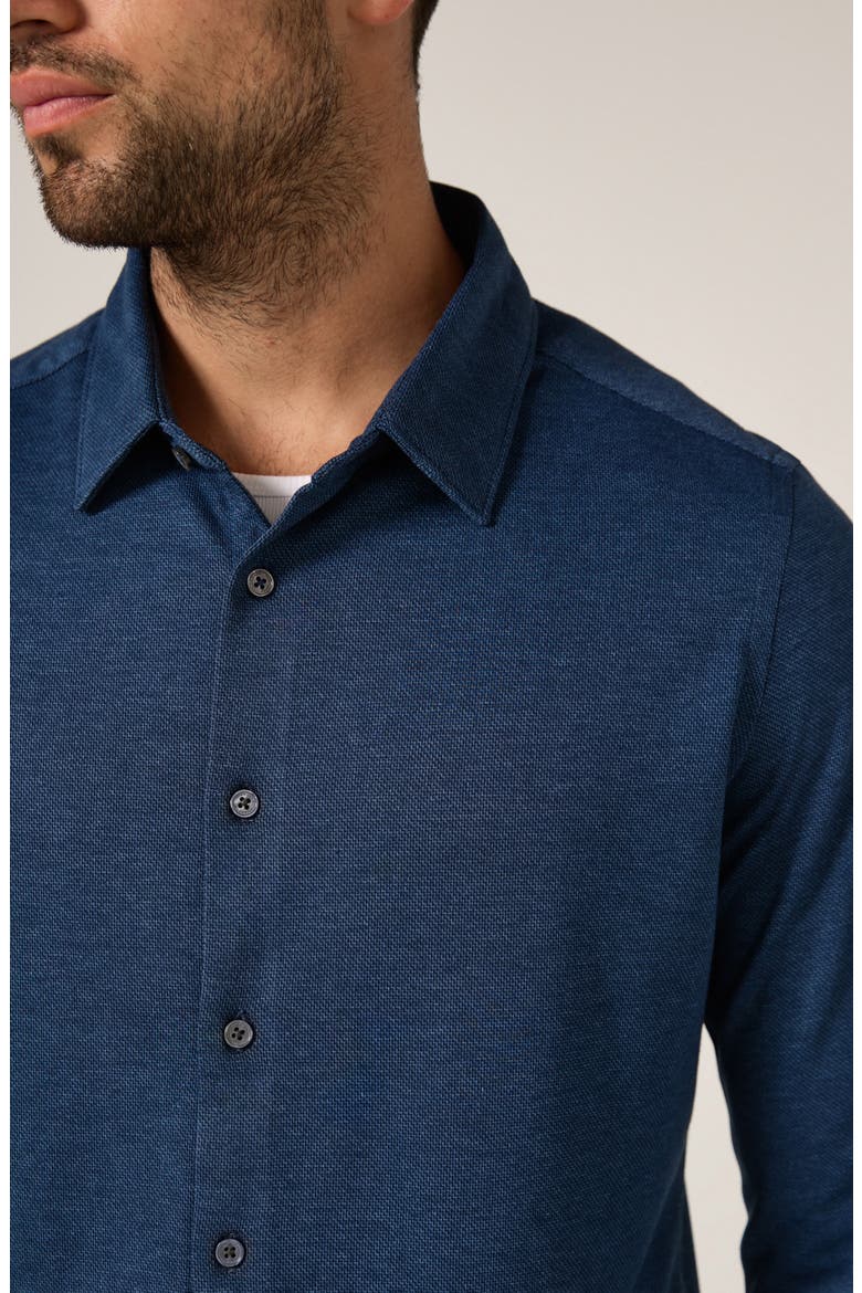 Bowery Texture Knit Button-Up Shirt, Alternate, color, NAVY