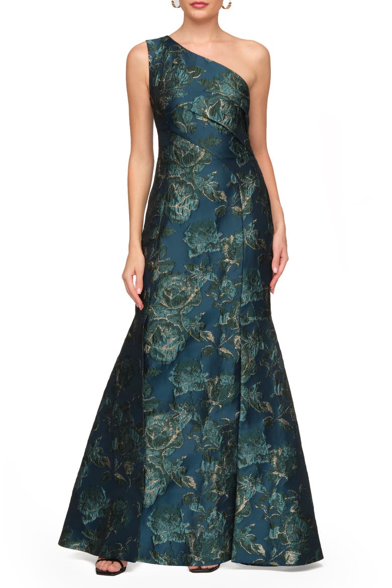 Agnes One-Shoulder Gown, Main, color, BLUE MULTI