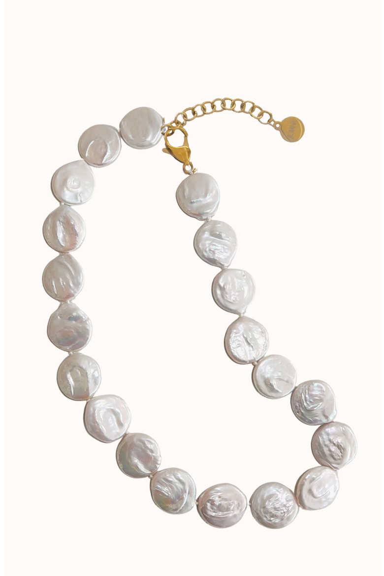 Coin Pearl Necklace, Main, color, Off White / Gold