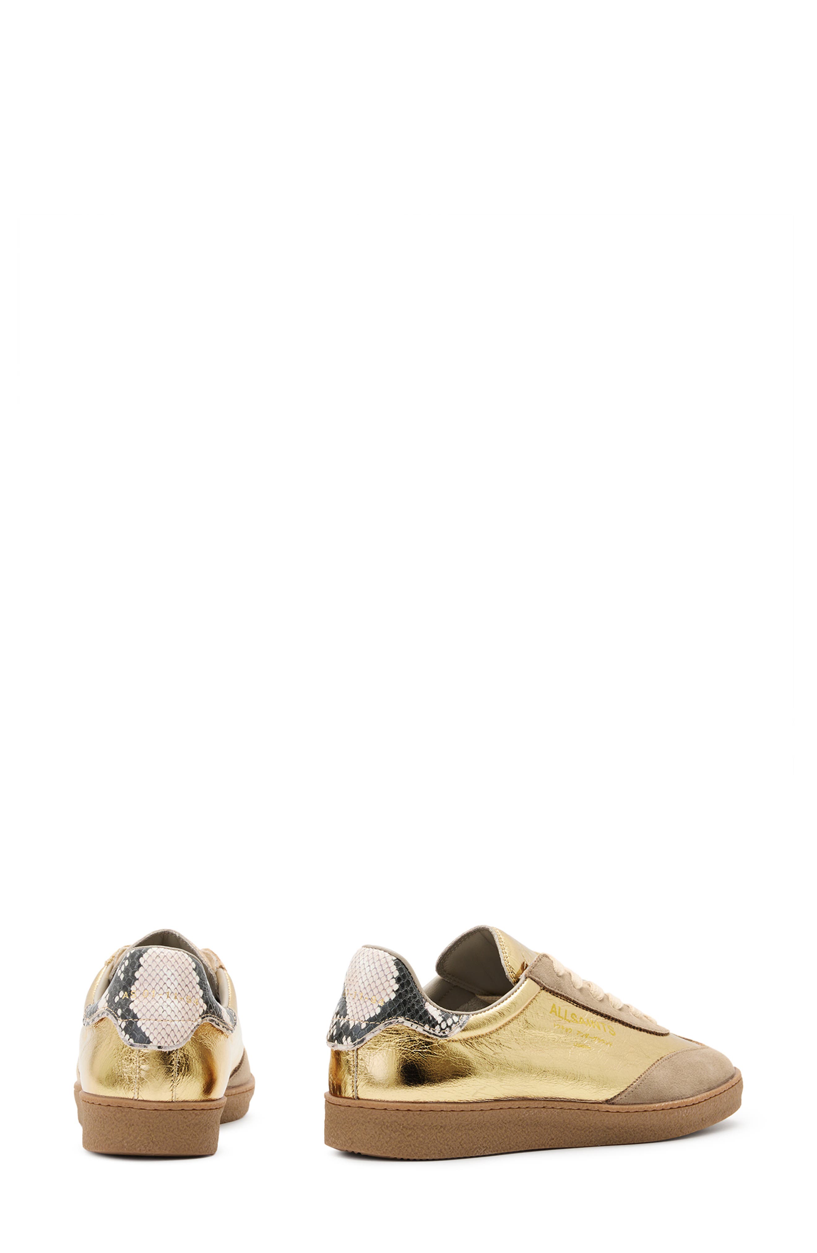 AllSaints Thelma Metallic Sneaker, Alternate, color, Gold/Sand Brown