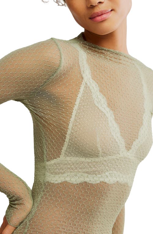Free People Minding My Business Sheer Top In Green