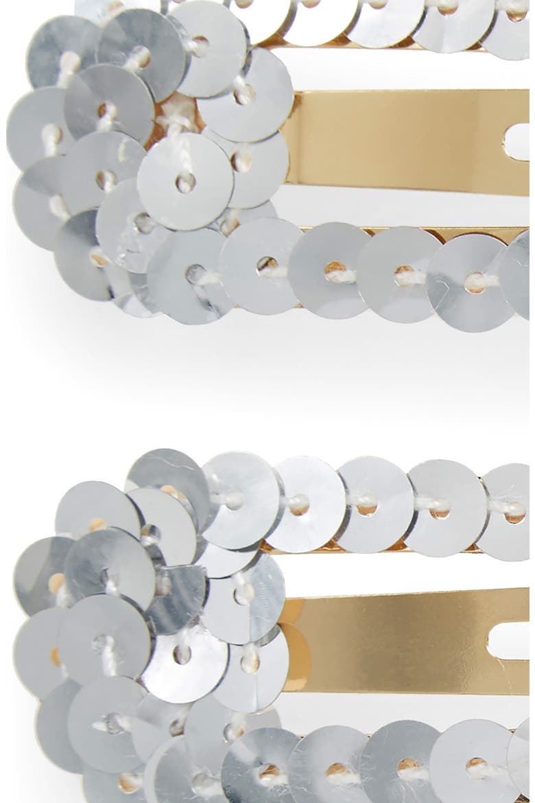2-Pack Salty Kisses Sequin Hair Clip, Alternate, color, SILVER