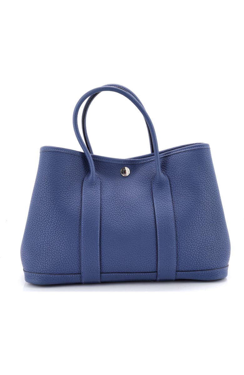 Pre-Owned Hermes Garden Party Tote Leather 30, Main, color, Bleu Brighton