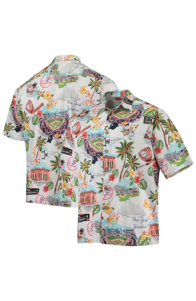Reyn Spooner Men's Reyn Spooner White New York Yankees Scenic Button-Up Shirt, Alternate, color, White