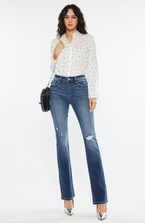 Kancan Brooklyn Essentials High Rise Skinny Bootcut Jeans In White