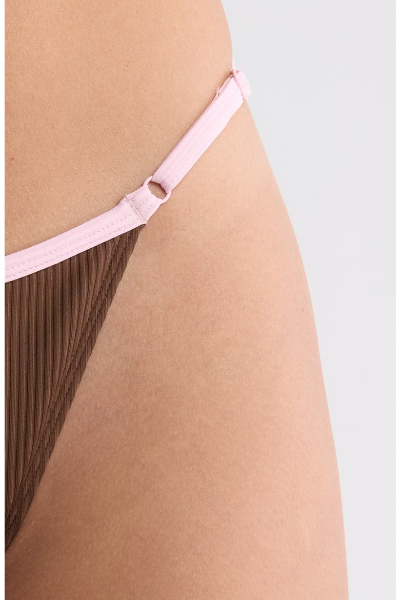 Bree Rib Bikini Bottoms, Alternate, color, CHESTNUT BROWN/ ORCHID PINK