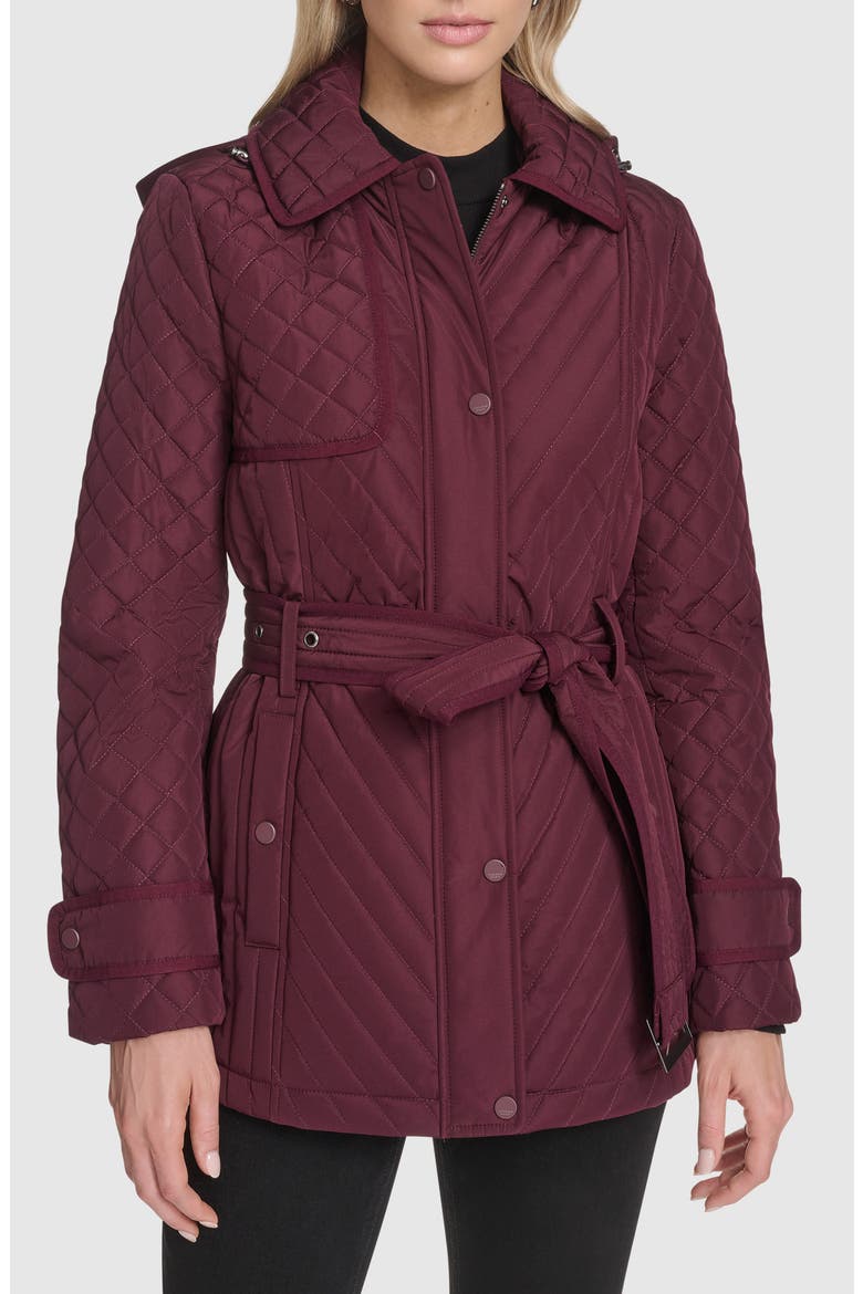 Brinklee Water Resistant Quilted Jacket, Main, color, AUBERGINE