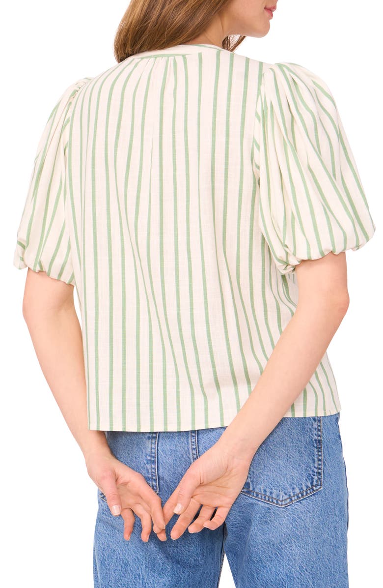 Vince Camuto Stripe Puff Sleeve Top, Alternate, color, Eucalyptus